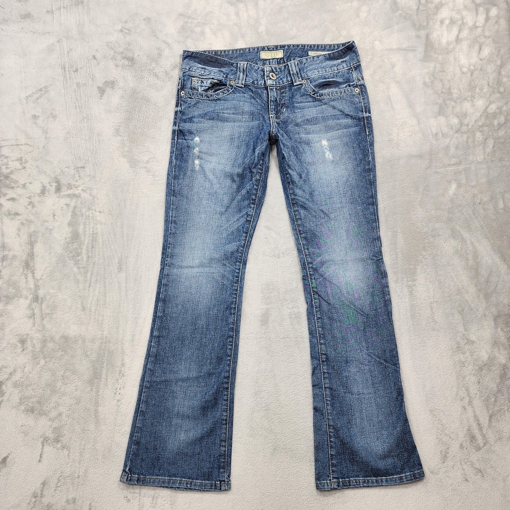 Vintage GUESS Jeans Womens 30 Blue Daredevil Boot Low Rise Bootcut Stretch Denim